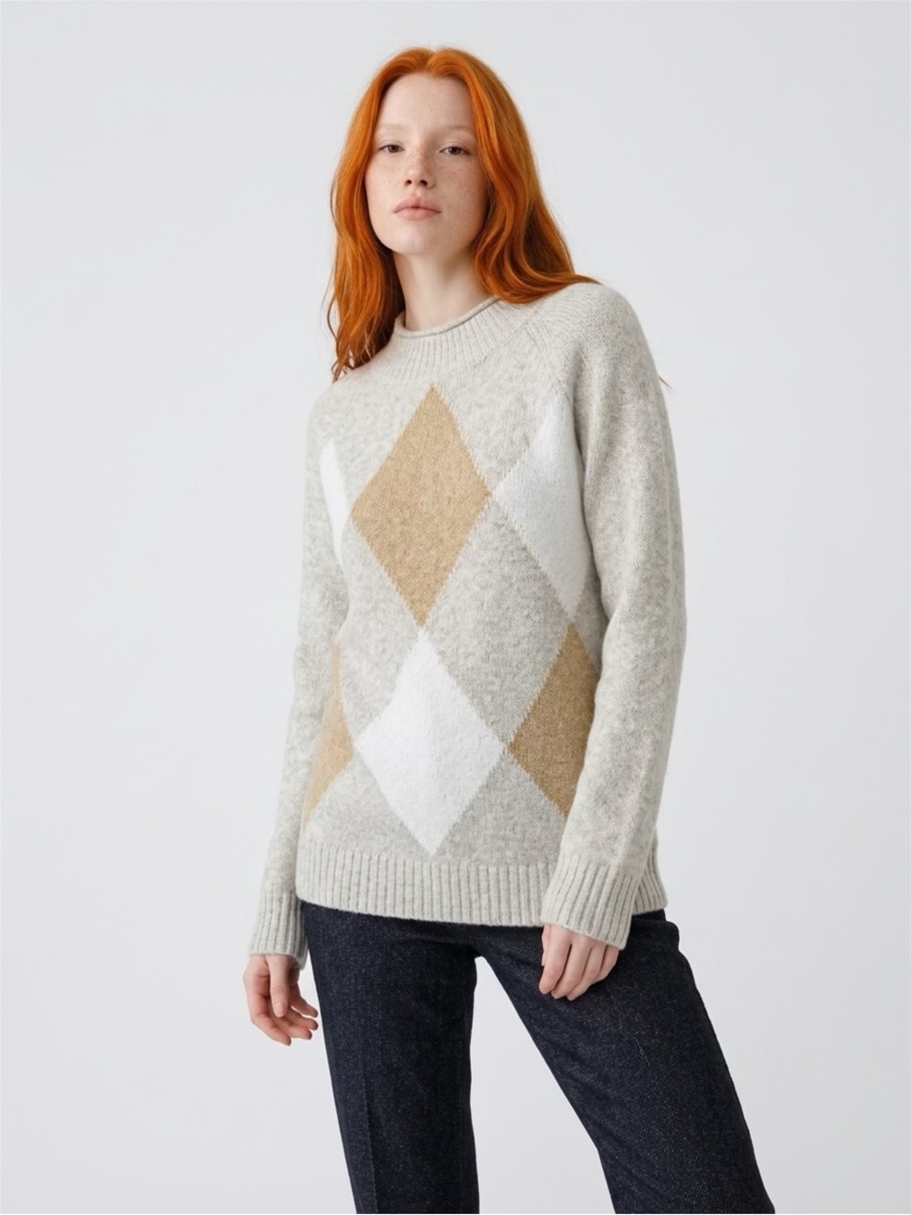 croft & barrow Argyle Crewneck Sweater in Gray, Cream, Tan